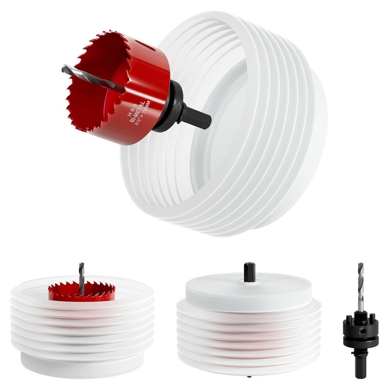 FIVELAKE 2-3/4" (70mm) Bi-Metal M42 High Speed Steel Hole Saw with Dust Bowl and Pilot Drill Bit, Smooth Cutting Edge for PVC, Drywall, Wood, Plastic, Gypsum Board, Rubber, Thin Metal - Image 1